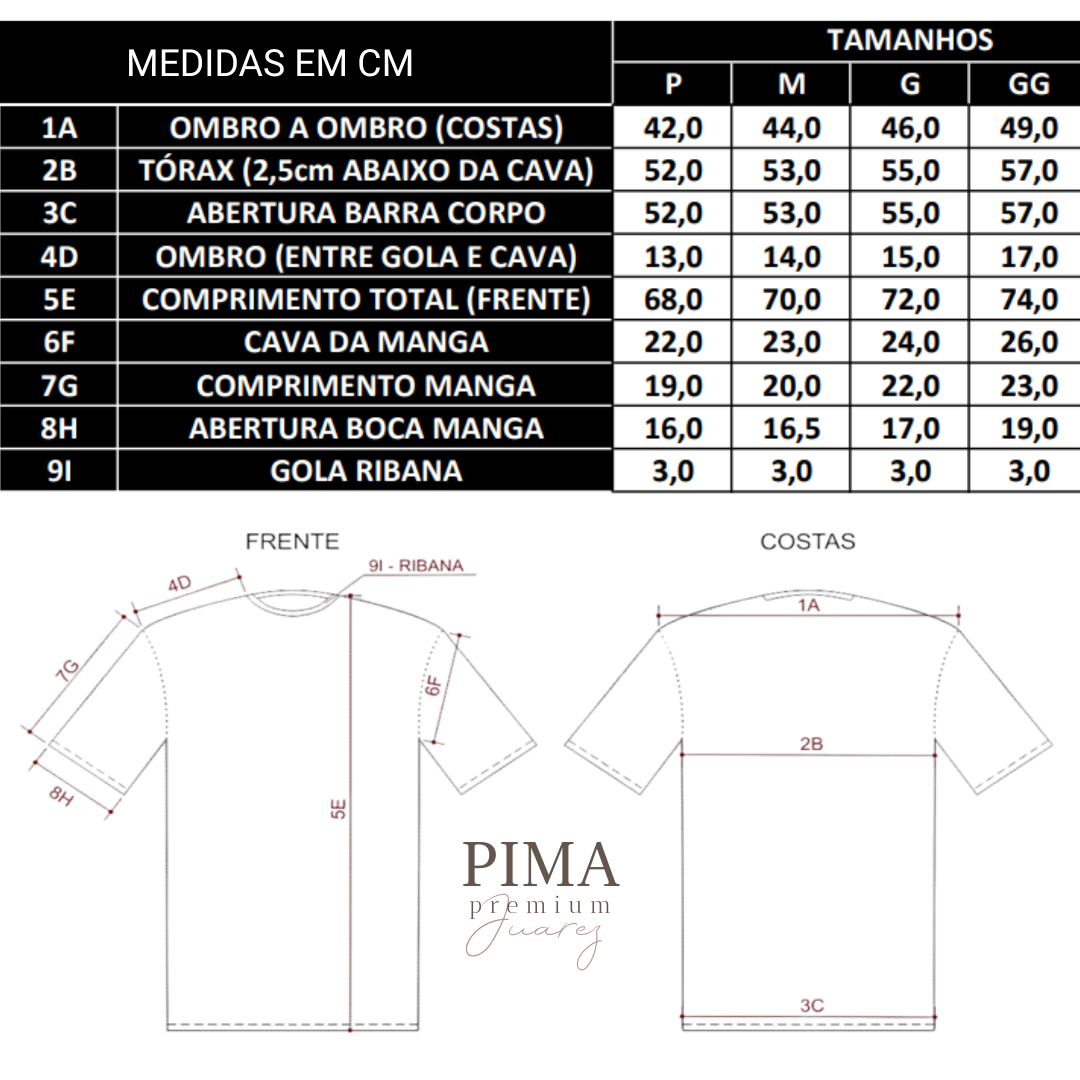 Guia de medidas camiseta Juarez pima premium Almagrino