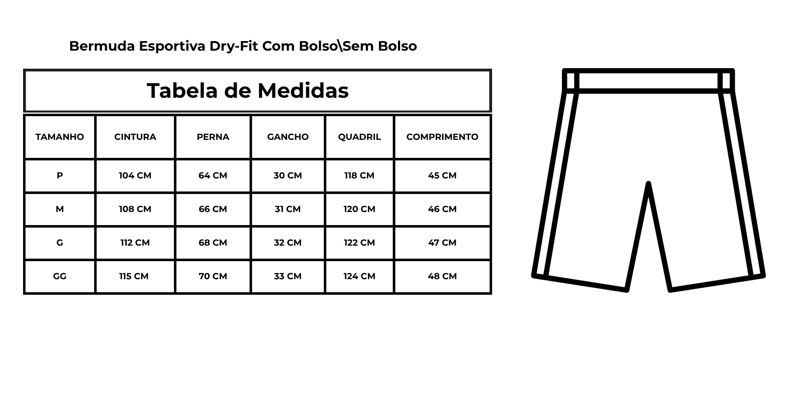 Bermuda Esportiva Dry-Fit Com BolsoSem Bolso