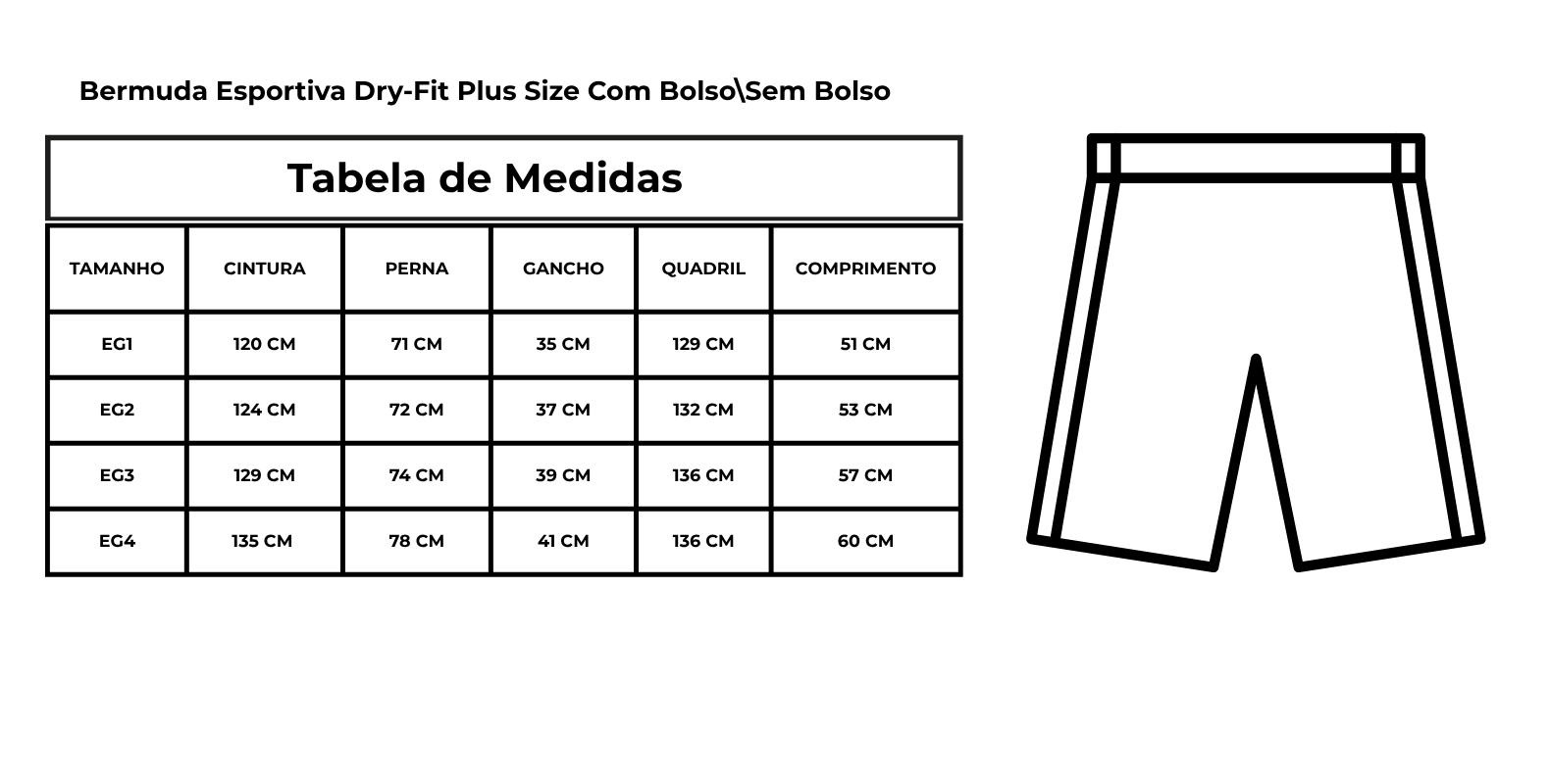 Bermuda Esportiva Dry-Fit Plus Size Com BolsoSem Bolso