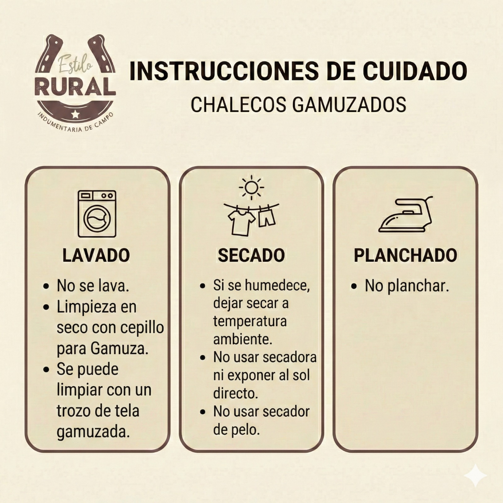 Cuidados - Chalecos Gamuzados