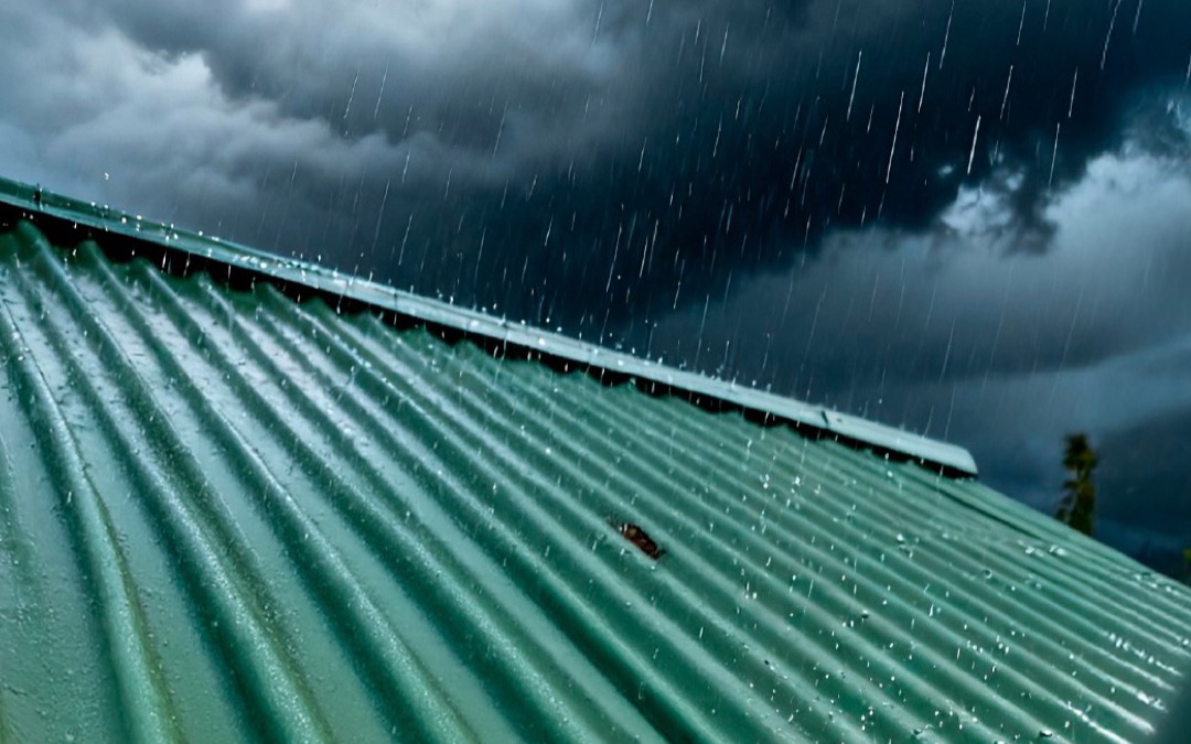 Chapa verde Indure con lluvia