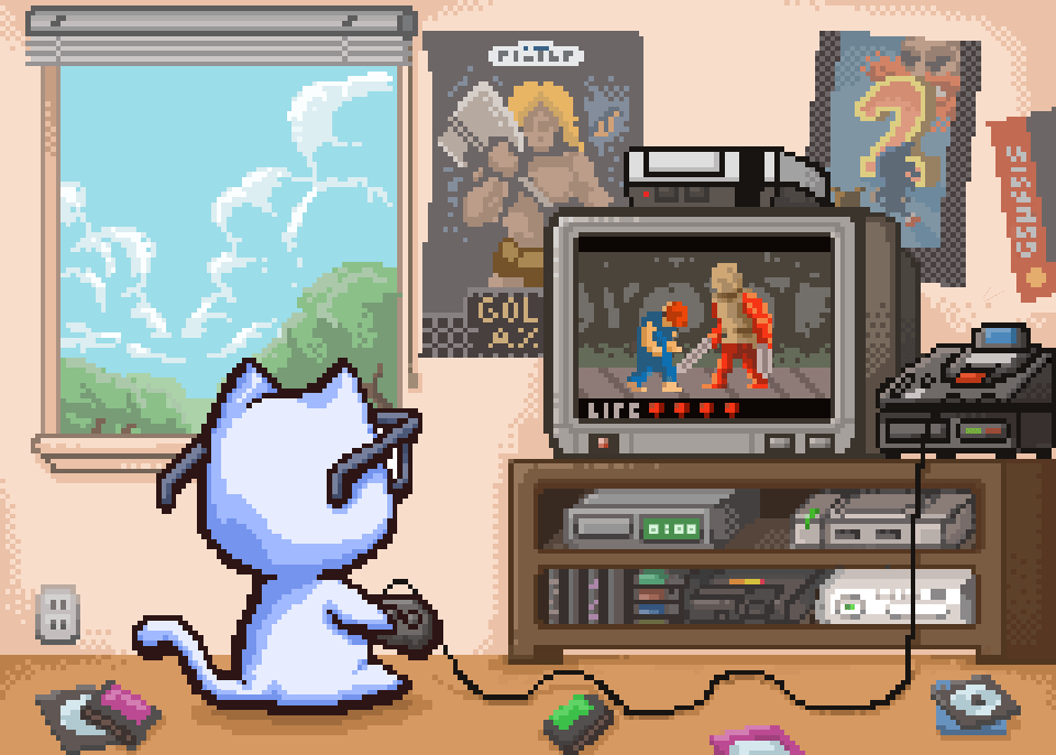 Retro Gaming gif cat