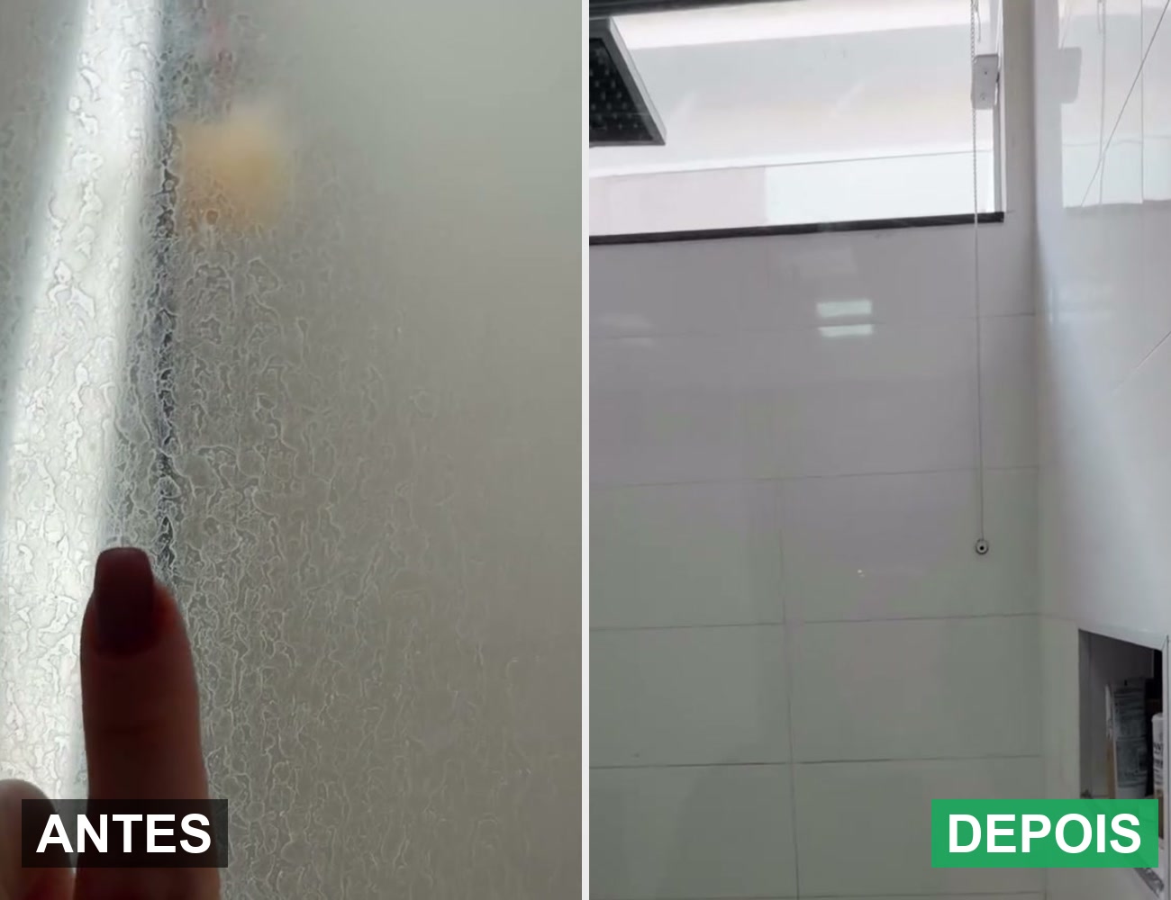 Comparativo antes e depois do vidro ap&oacute;s o Big Z&eacute;