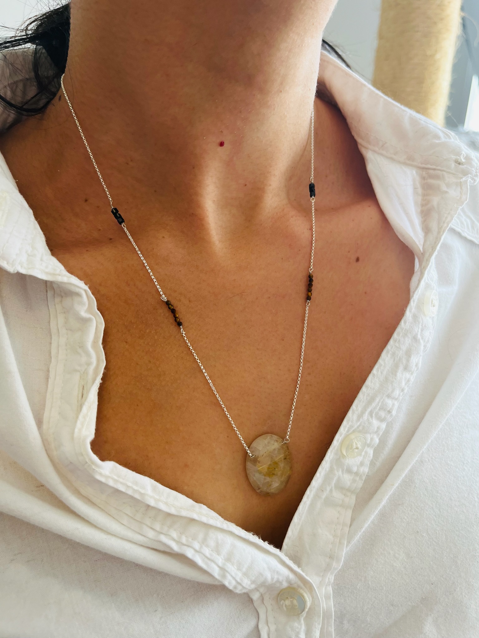 Colar com quartzo rutilado