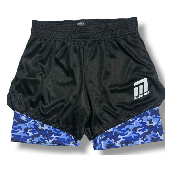 Short con calza camuflado azul