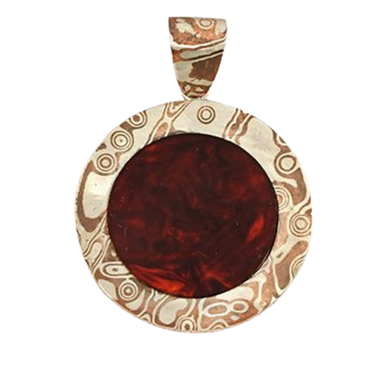 Pieza Mokume Gane con centro rojo
