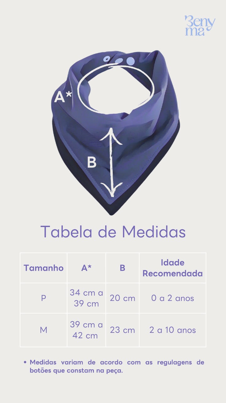 Tabela de Medidas Babador Benyma