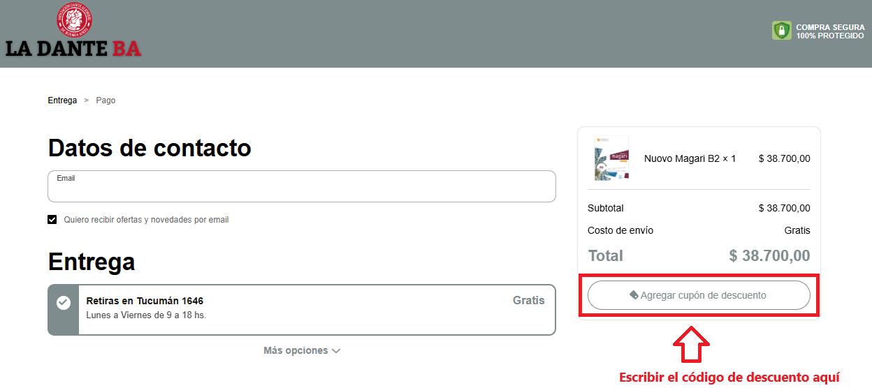 Agregar cupón de descuento