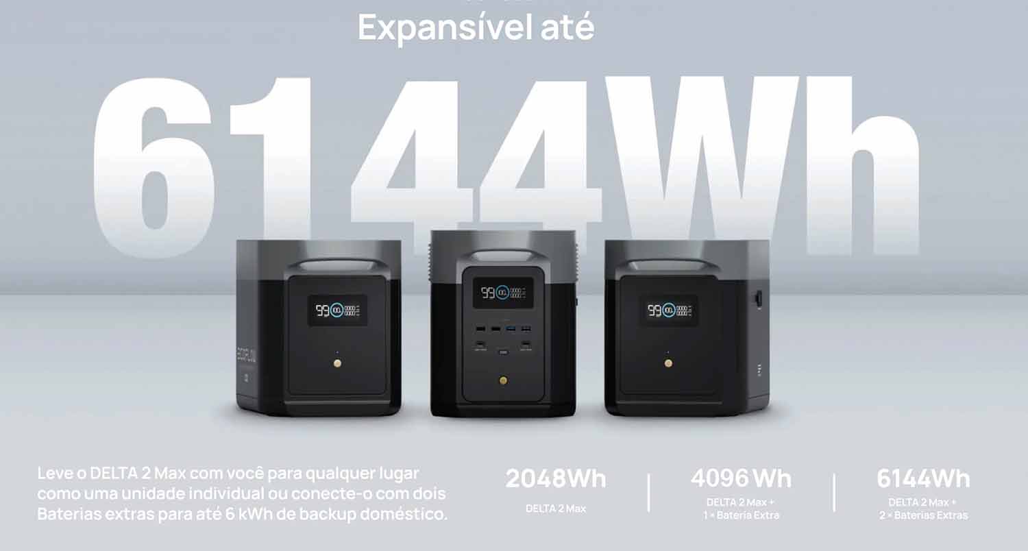 EcoFlow Delta 2 Max Expansível até 6.144 kWh