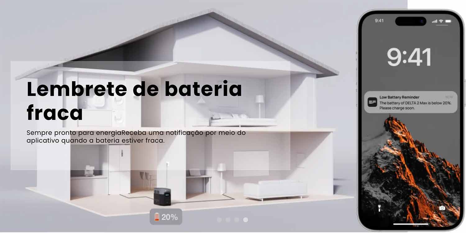 EcoFlow Delta 2 Max Lembrete de bateria baixa