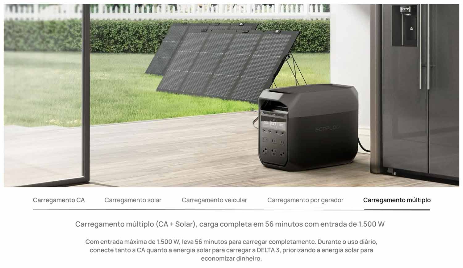 EcoFlow Delta 3 Carregamento Múltiplo