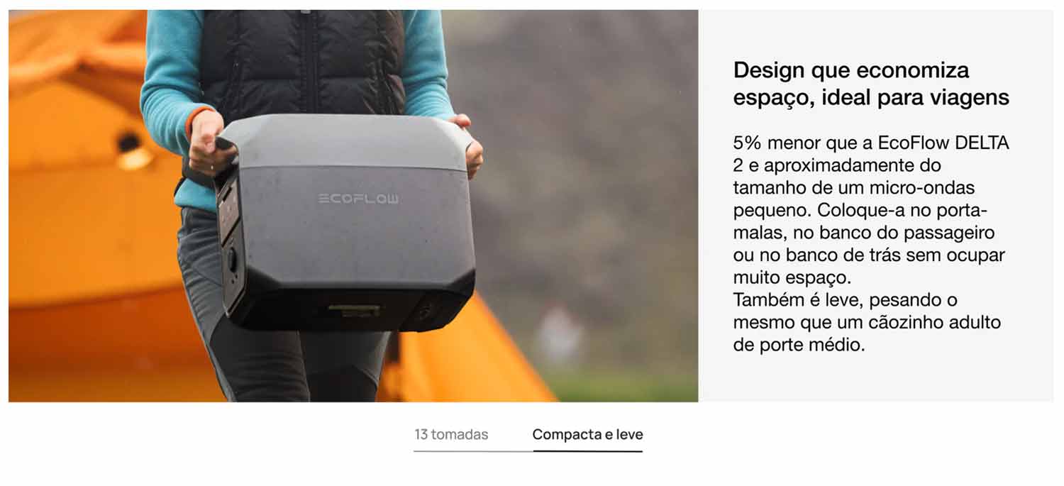EcoFlow Delta 3 Leve e Compacto