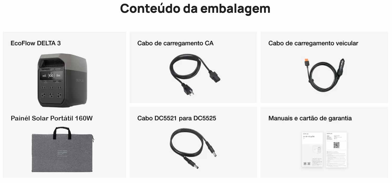 EcoFlow Delta 3 O que vem na caixa