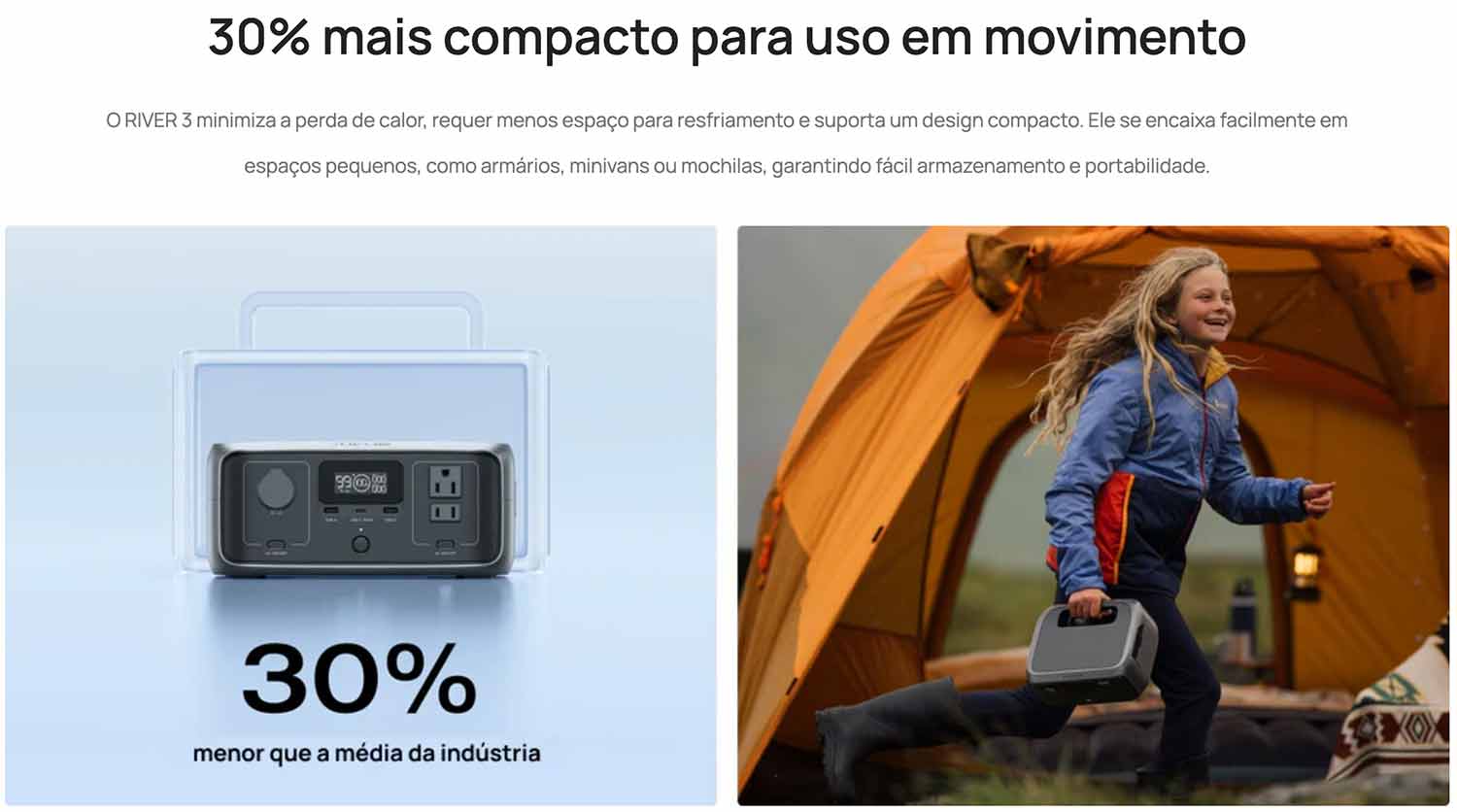 EcoFlow River 3 Uso em movimento