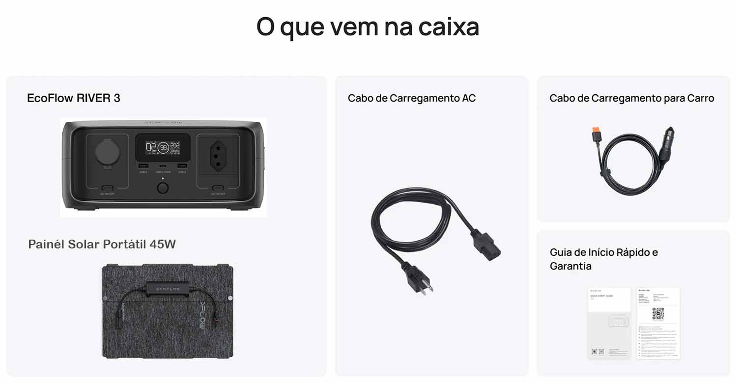 EcoFlow River 3 O que vem na caixa