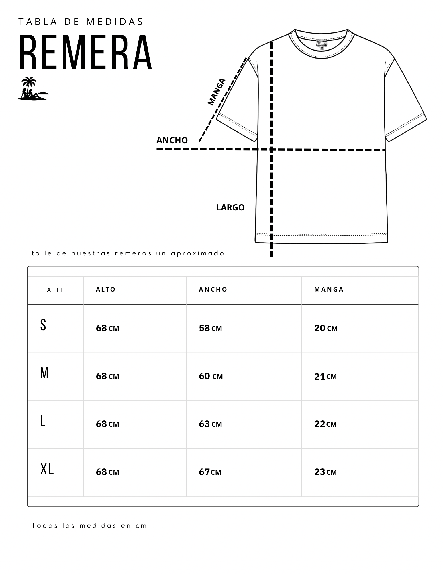 Tabla de talles remera Baris Island