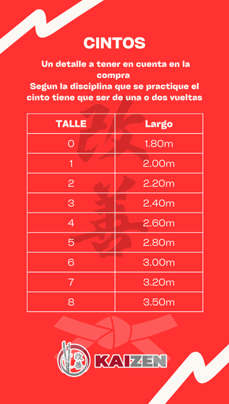 Talles cinturones Kaizen