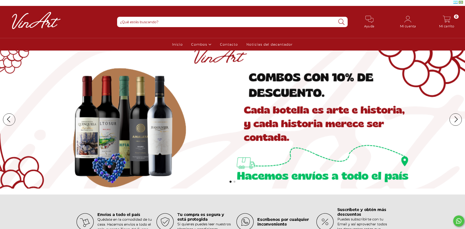 Página principal de la tienda