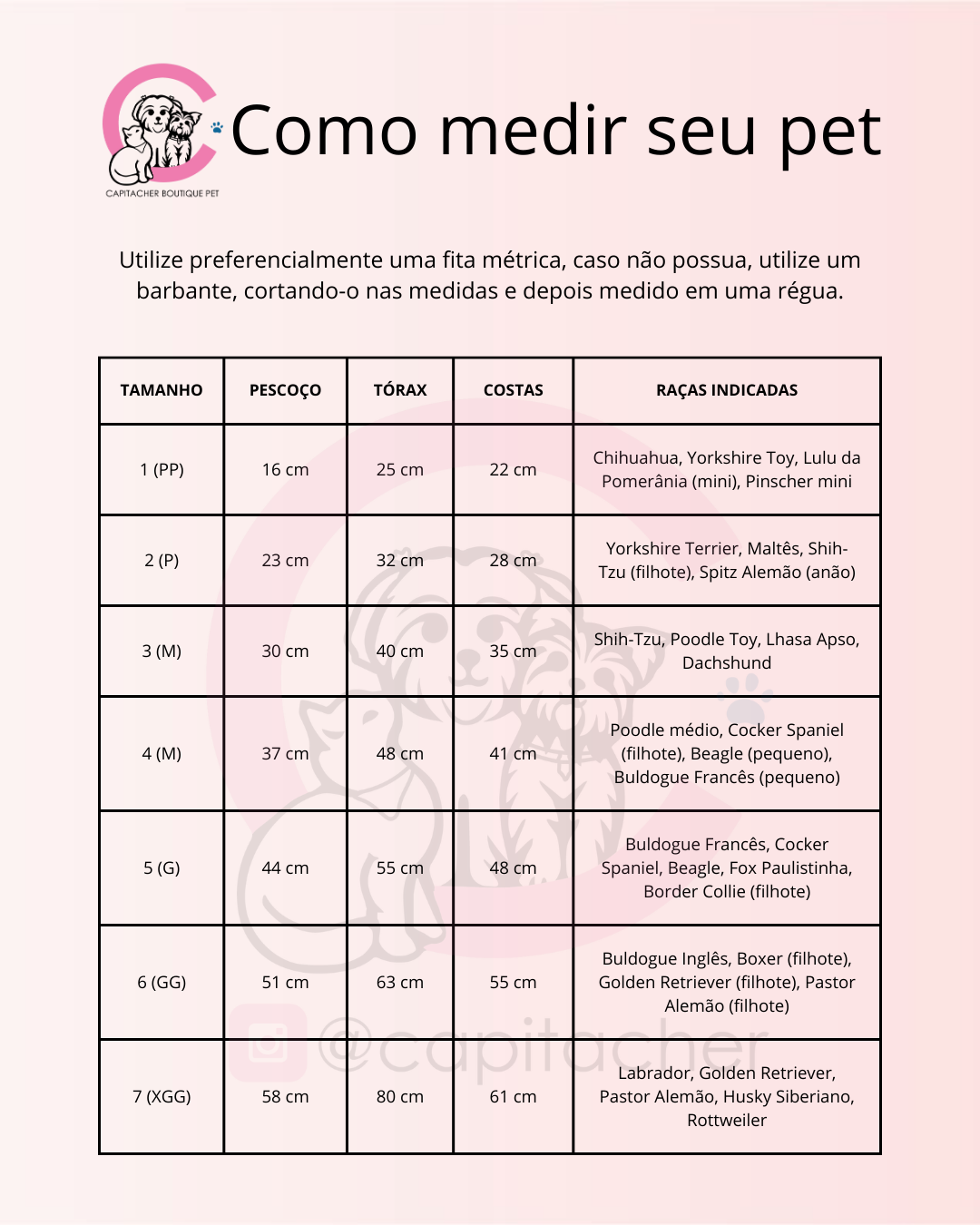 Tabela de medidas