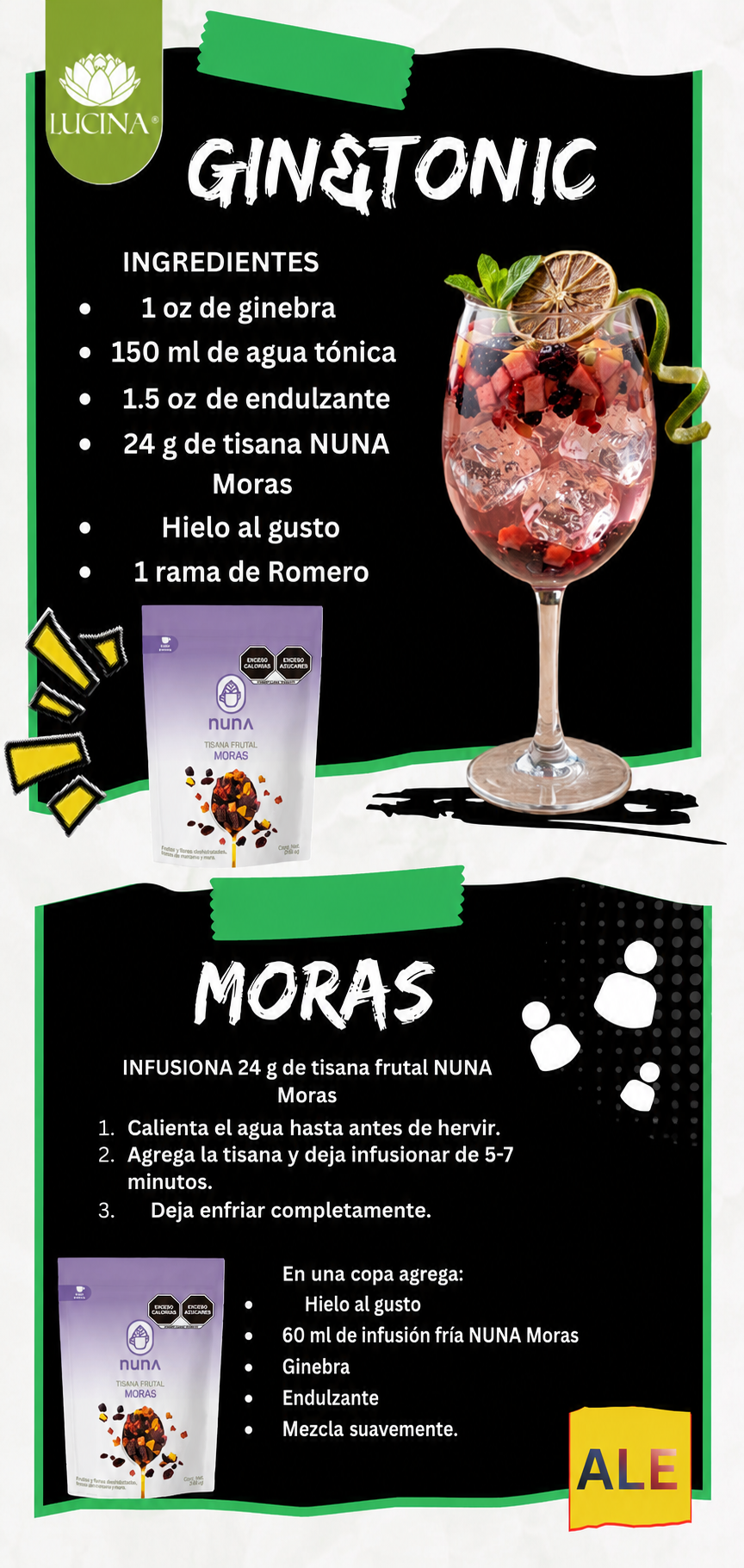 Preparación de un Gin&tonic con tisana de moras de Nuna