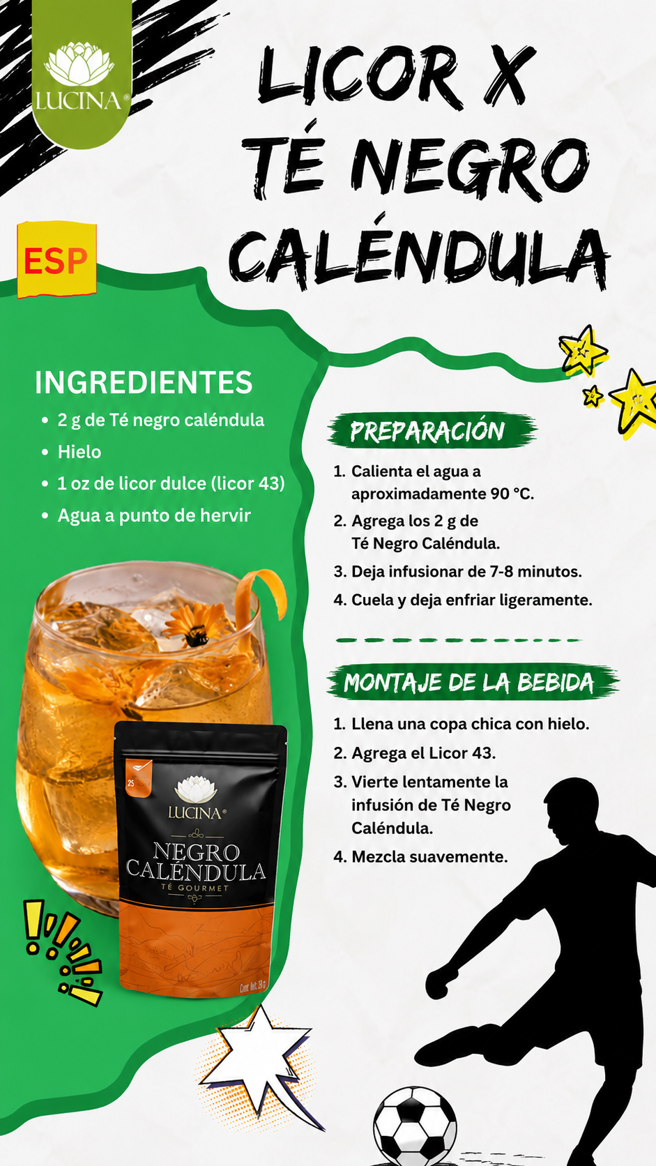 Receta de té negro calendula con licor