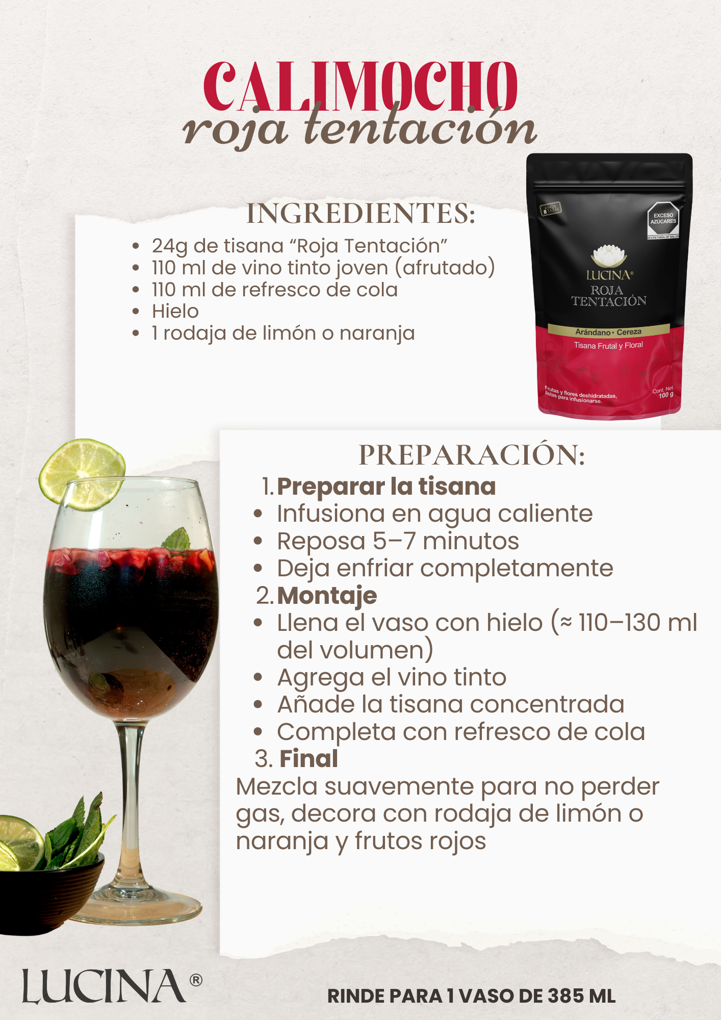Recetario Lucina 2026 Calimocho roja tentación