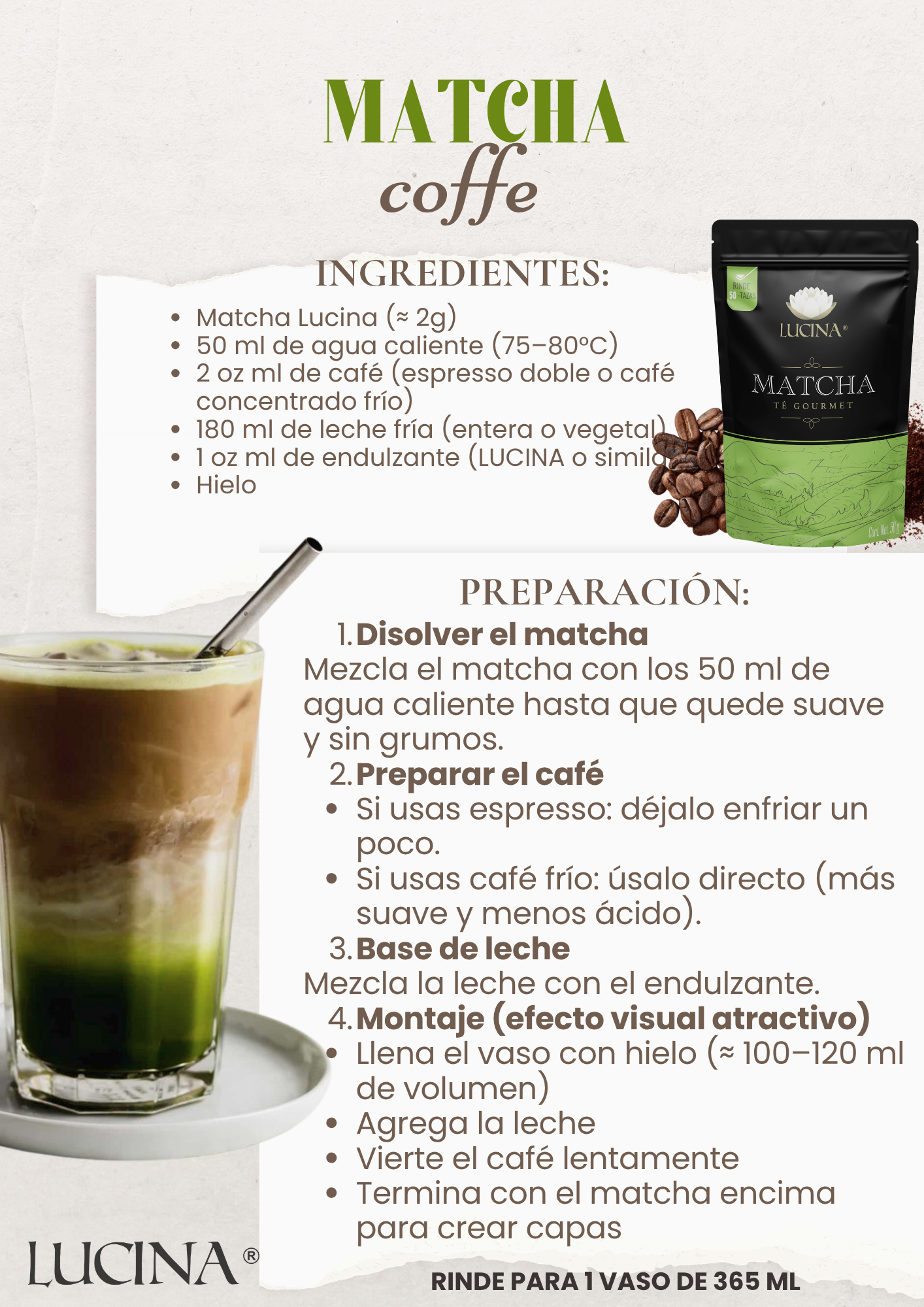 Recetario Lucina 2026 Matcha coffe