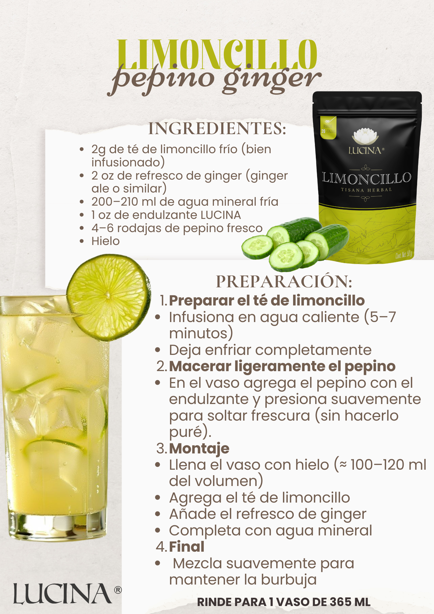 Recetario Lucina 2026 Sparkling oolong con verde extravaganza