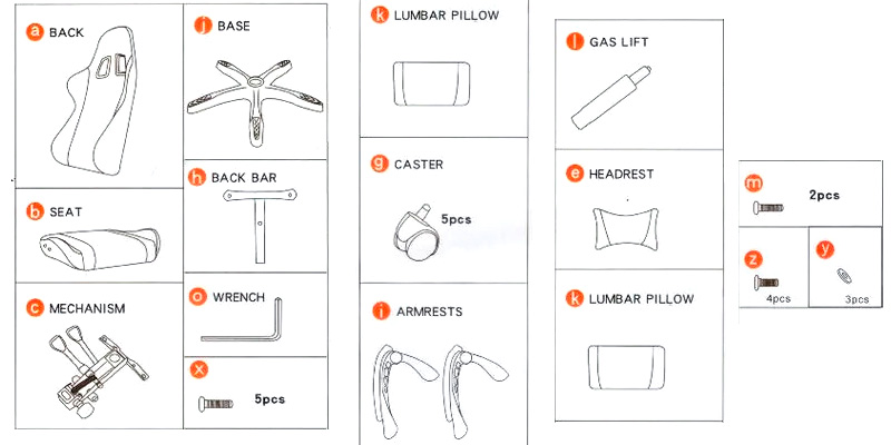 Componentes de la silla gamer