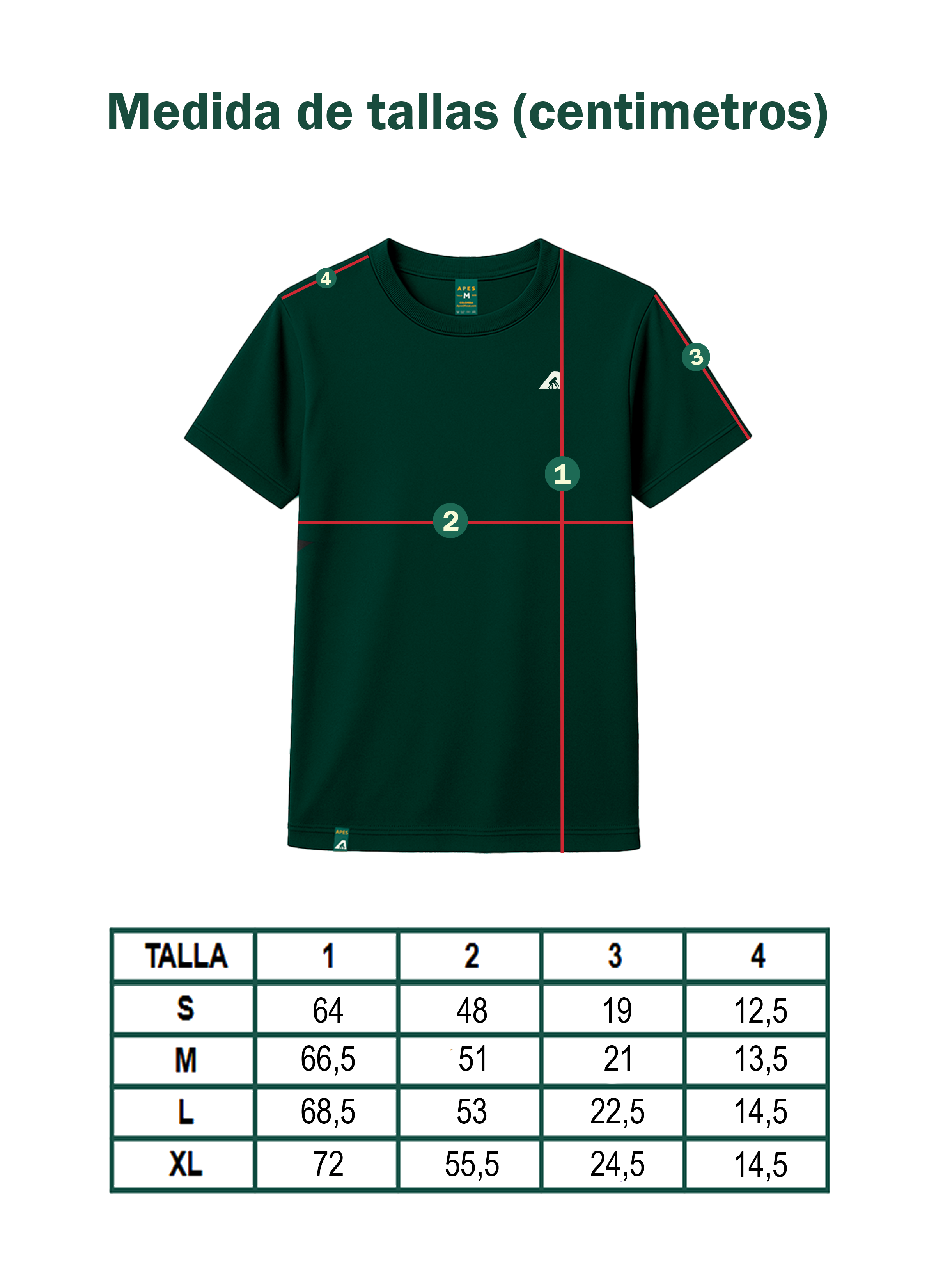 Guía de tallas para camisetas de hombre en tela fría