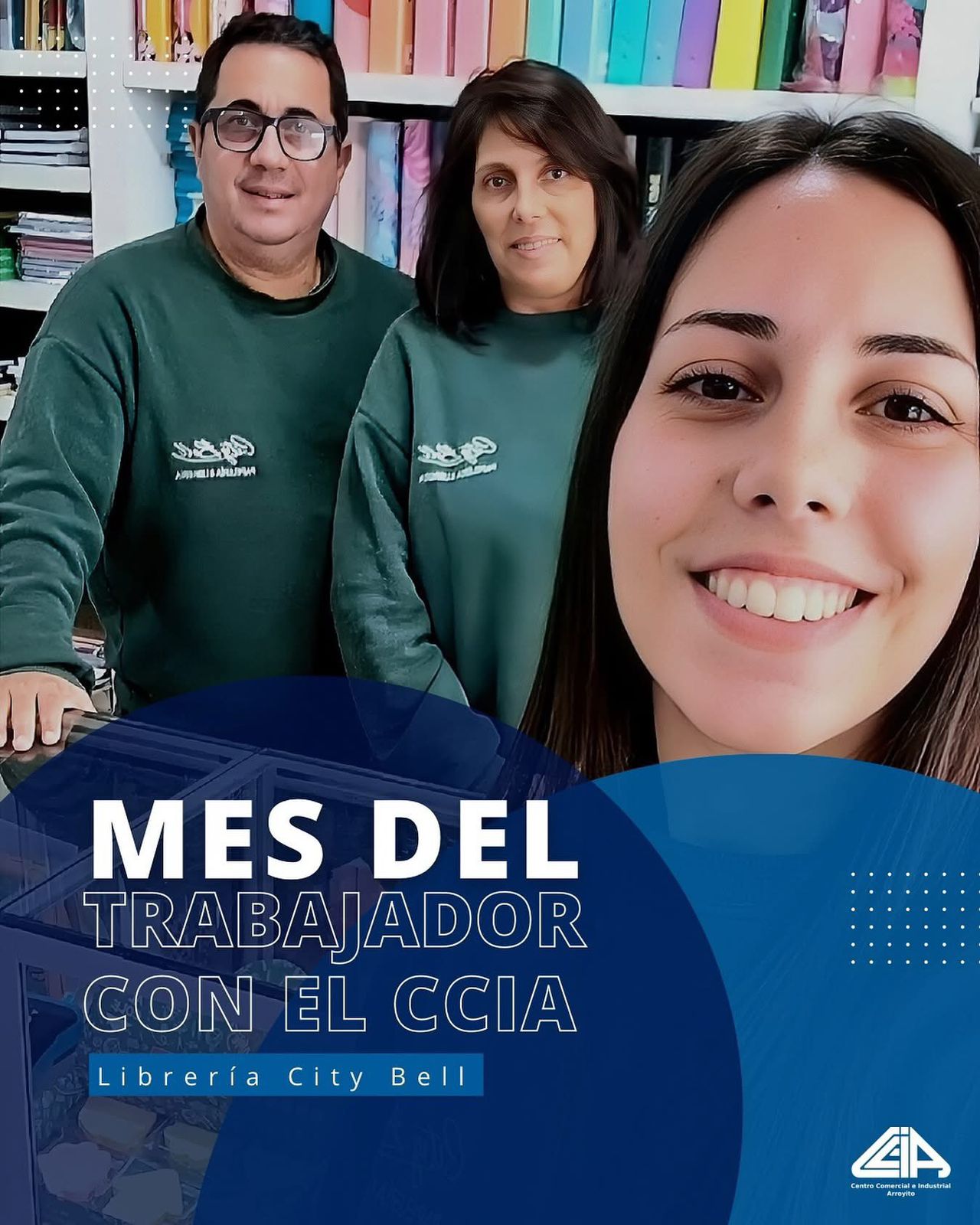 Luis, Claudia y Candela a través del Centro Comercial e Industrial Arroyito para el Mes del Trabajador en 2024