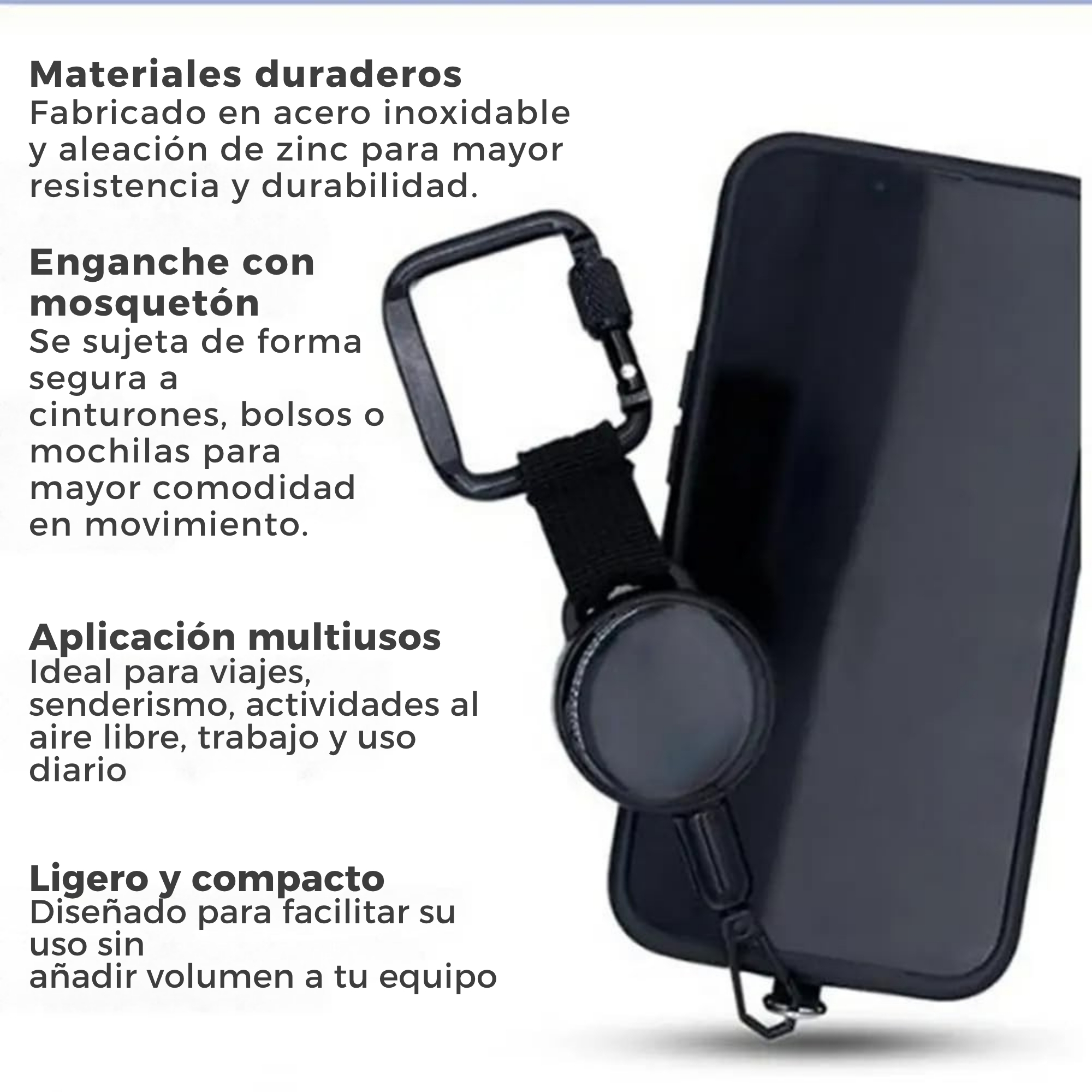 Caracter&iacute;sticas de la correa antirrobo para celular: materiales duraderos, mosquet&oacute;n, liviano y multiusos