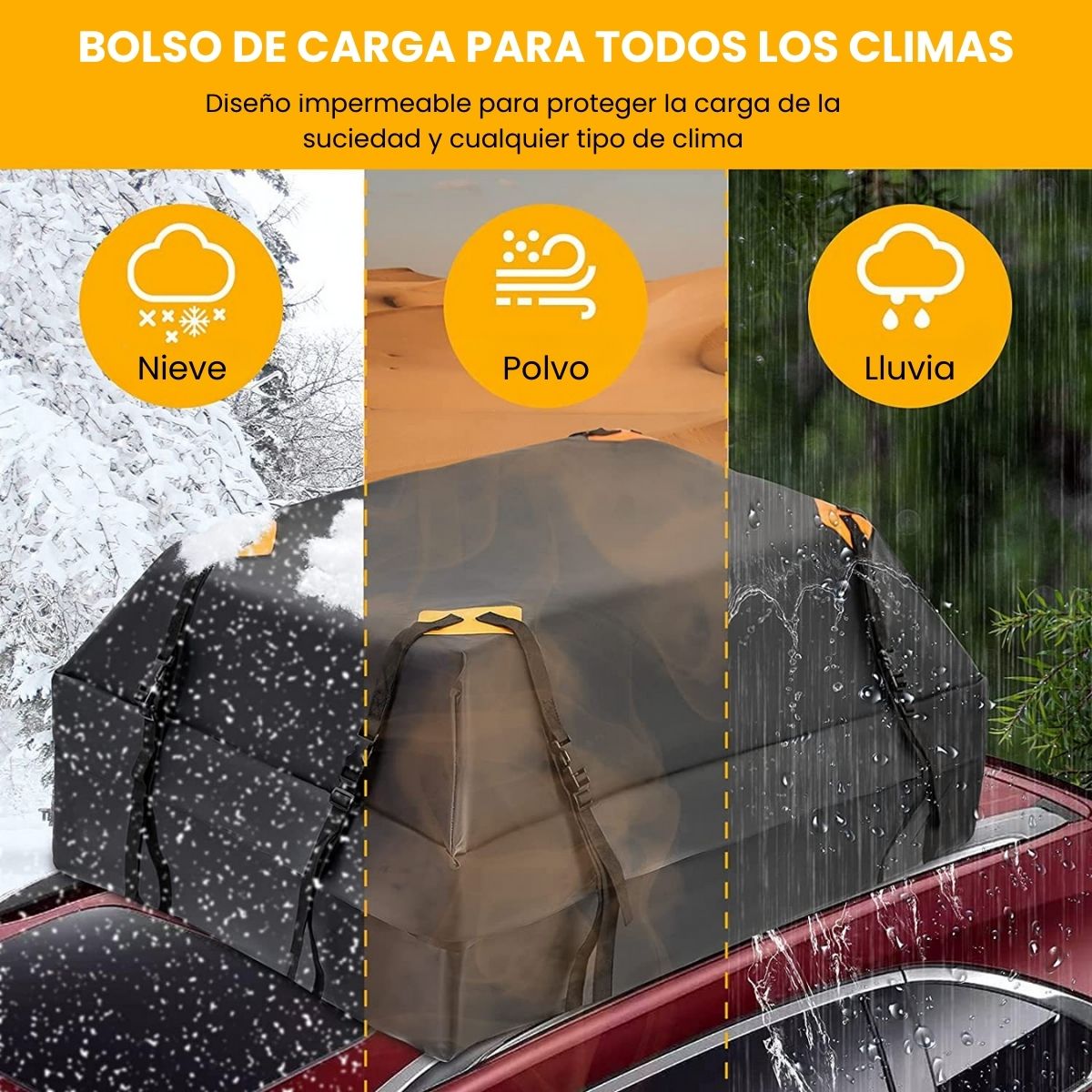 Cierre termosellado impermeable lluvia ruta bolso techo