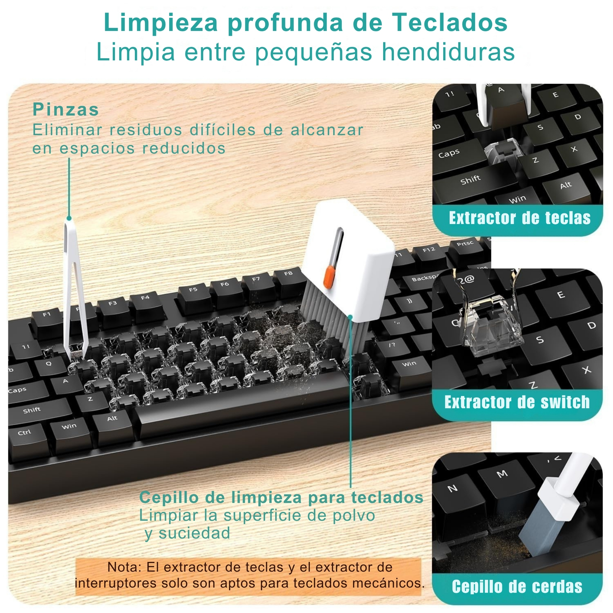 Limpieza profunda de teclados mec&aacute;nicos con extractor de teclas y switch
