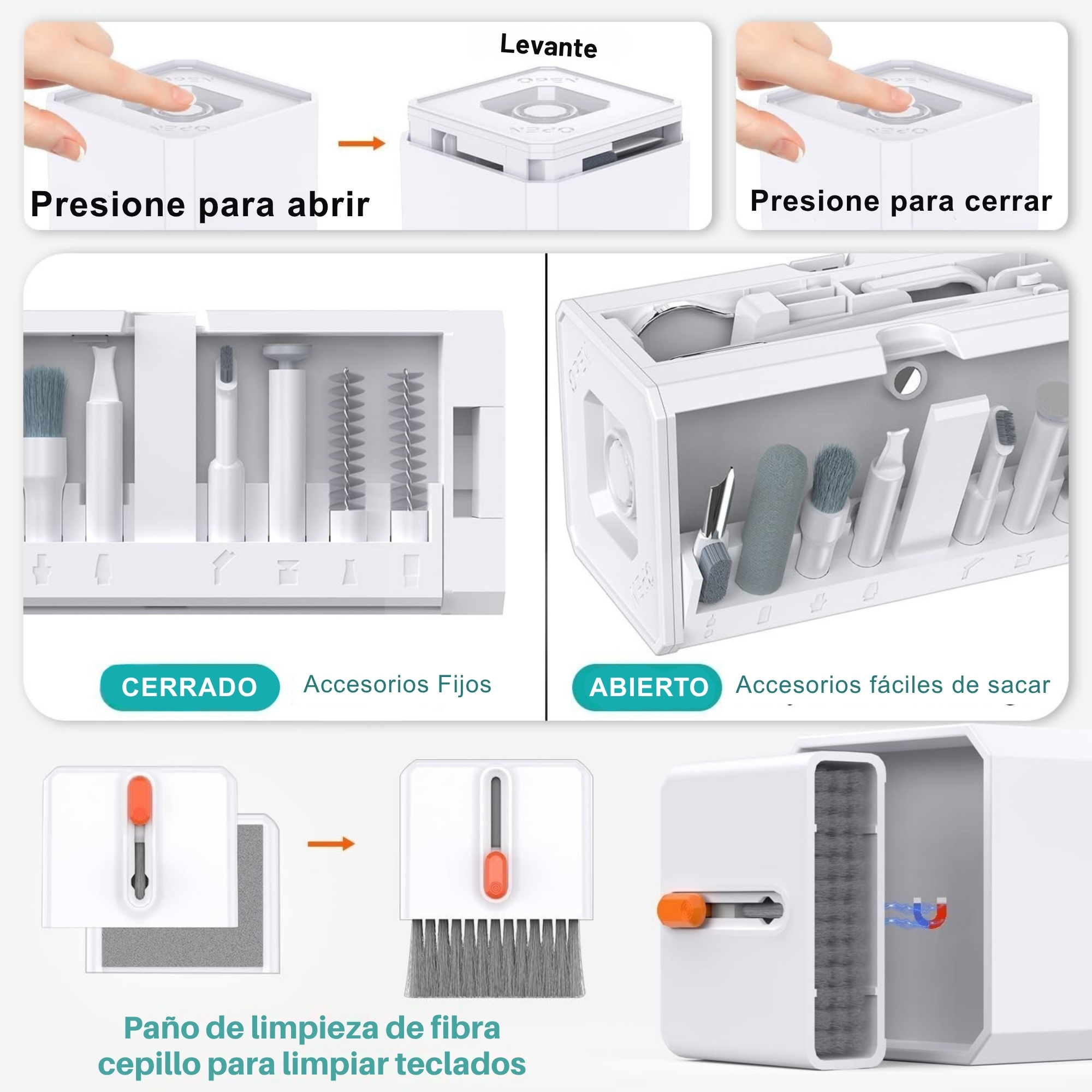 Sistema de apertura y cierre del estuche modular