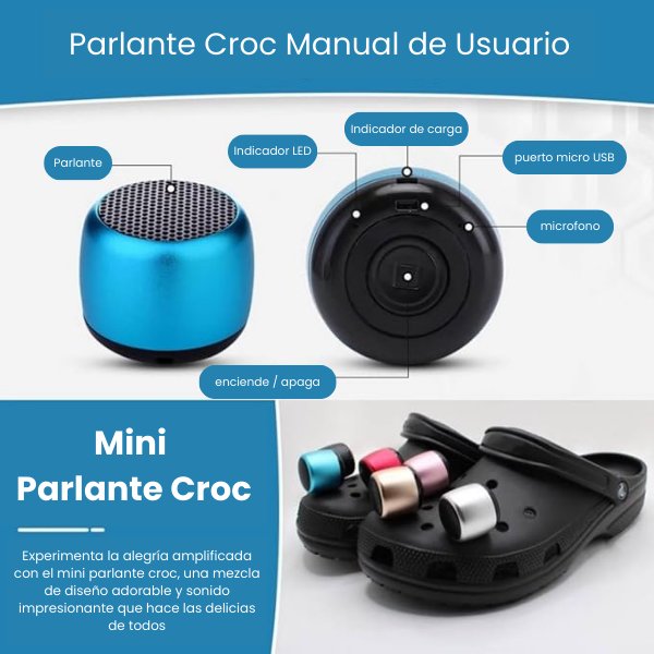 cuentan con indicador de carga, puerto micro USB para la carga de batería, micrófono y el boton de encendido que funciona para encender, emparejar con la fuente de sonido, con otro parlante TWS