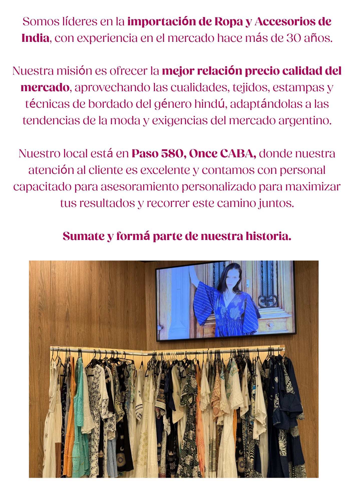 Edugeli - importadores de ropa y accesorios de India, local en Paso 580, Once CABA