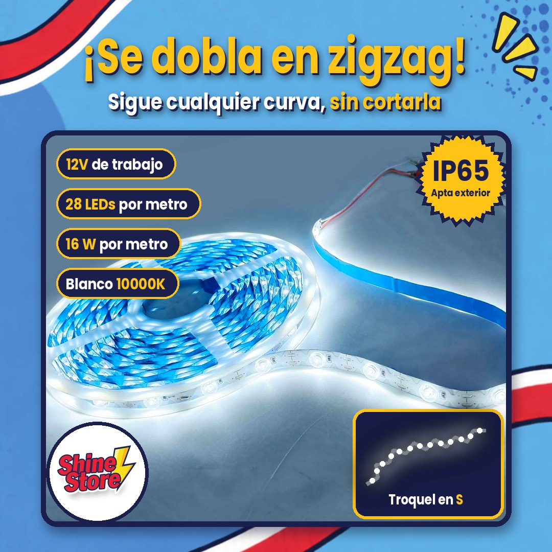 Tira Lupa ZigZag encendida dobl&aacute;ndose en curva