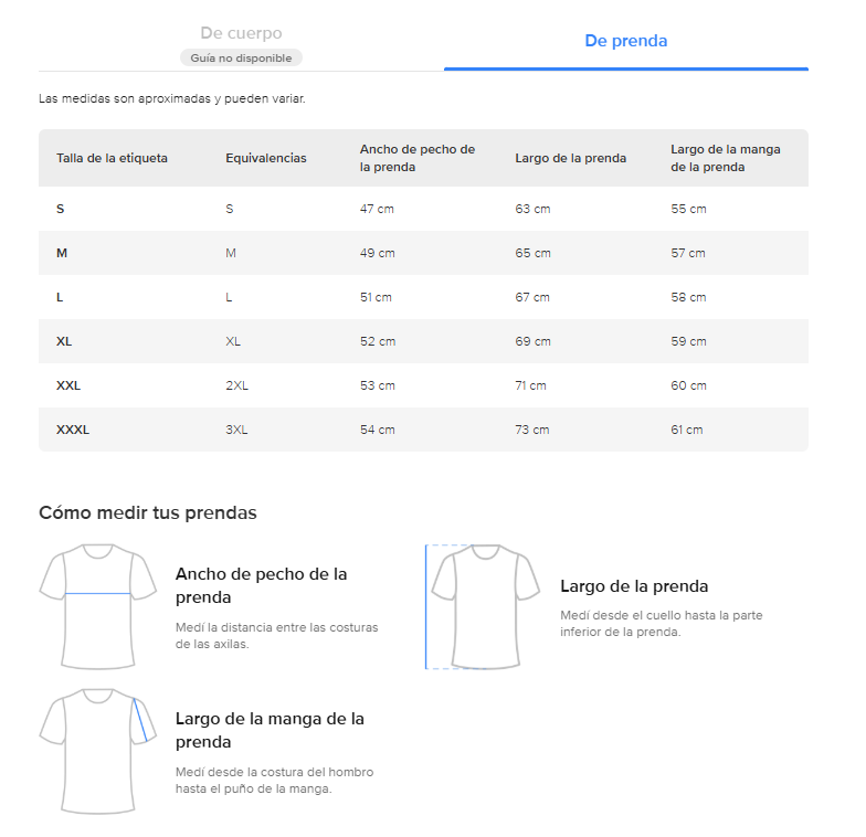 Guía de Talles