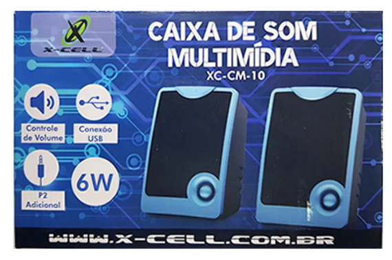 Caixa de Som Multimídia para computador X-CELL - XC-CM-10 Preto 6W - Rs Eletronicos