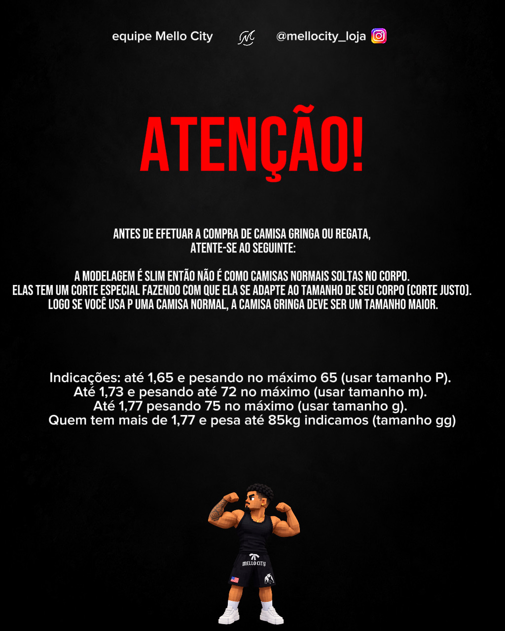 ATENÇÃO - guia tamanhos