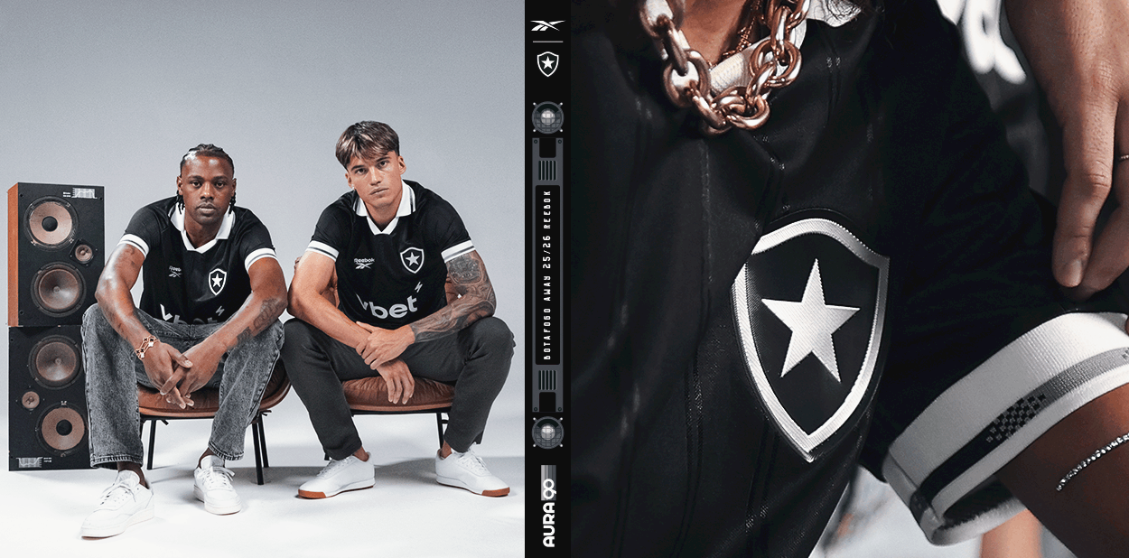 Camisa Botafogo Away 2025/26 Reebok Preta com Patrocínio VBet