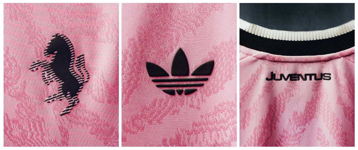 Detalhes da Camisa Juventus Away 26/27 Adidas Rosa e Preta