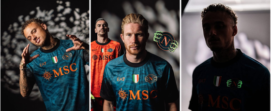 Camisa Napoli Halloween 2025/26 detalhe escudo e brilho noturno