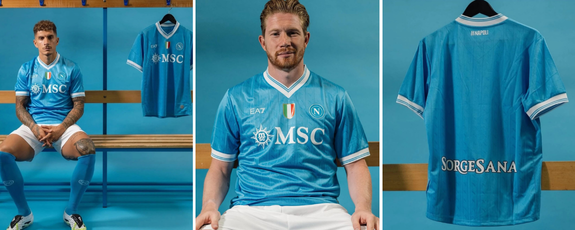 Camisa Napoli Home 2025/26 detalhe escudo e gola