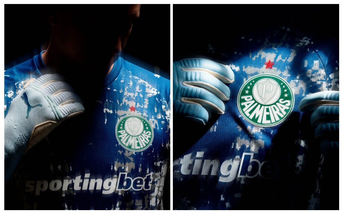Detalhes da Camisa Palmeiras Goleiro Spider 26/27 Puma Azul