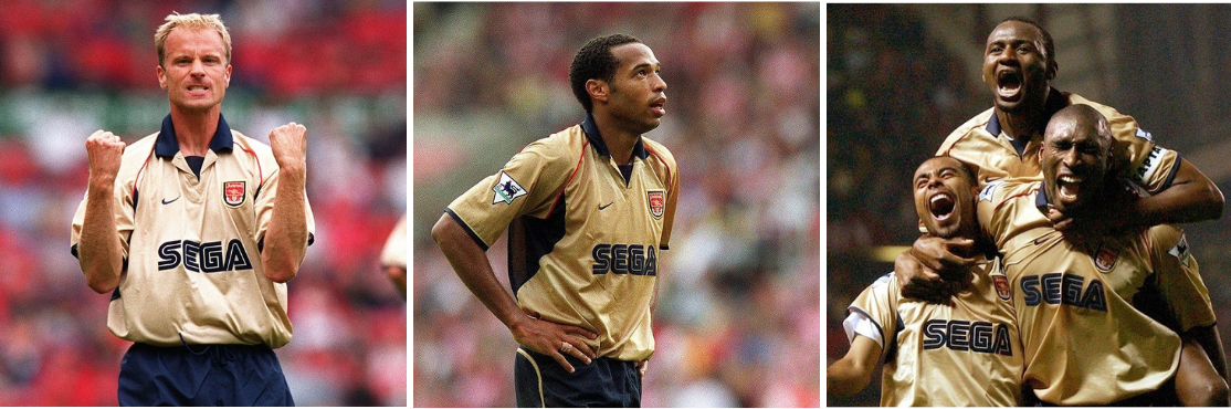 Camisa Arsenal Away 2001/02 detalhe gola ou verso