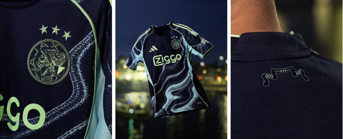 Camisa Ajax Away 2025 verso / detalhe gola ou padrão.