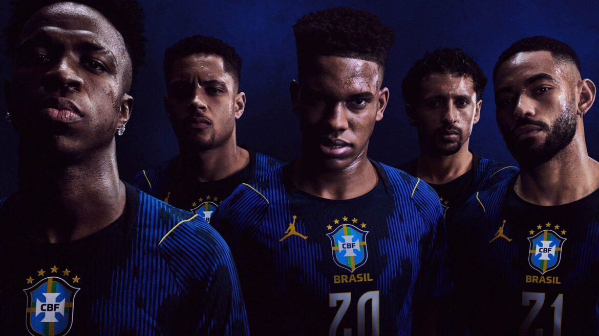 Camisa Feminina Brasil Away 2026 Jordan azul