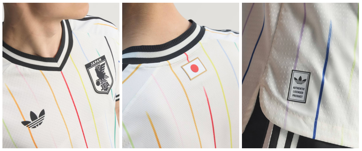Detalhes camisa Jap&atilde;o branca 2026 Adidas